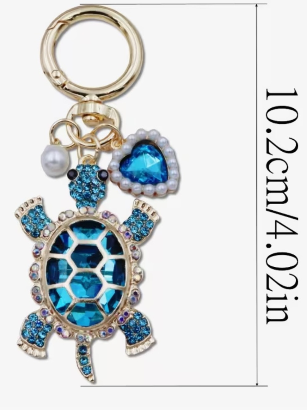 Unbranded Turtle Keychain Bag Charm Green OR Blue Rhinestone gold-tone (each) - Picture 3 of 8